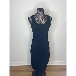 Women's Black Midi Tight Sleeveless Dress Size Large